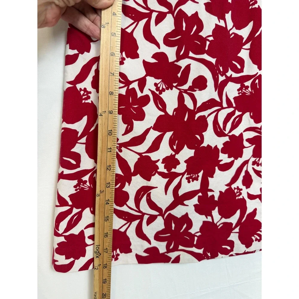 Ann Taylor Floral‎ Mini Skirt Womens 4 Red White Cotton Stretch Pockets